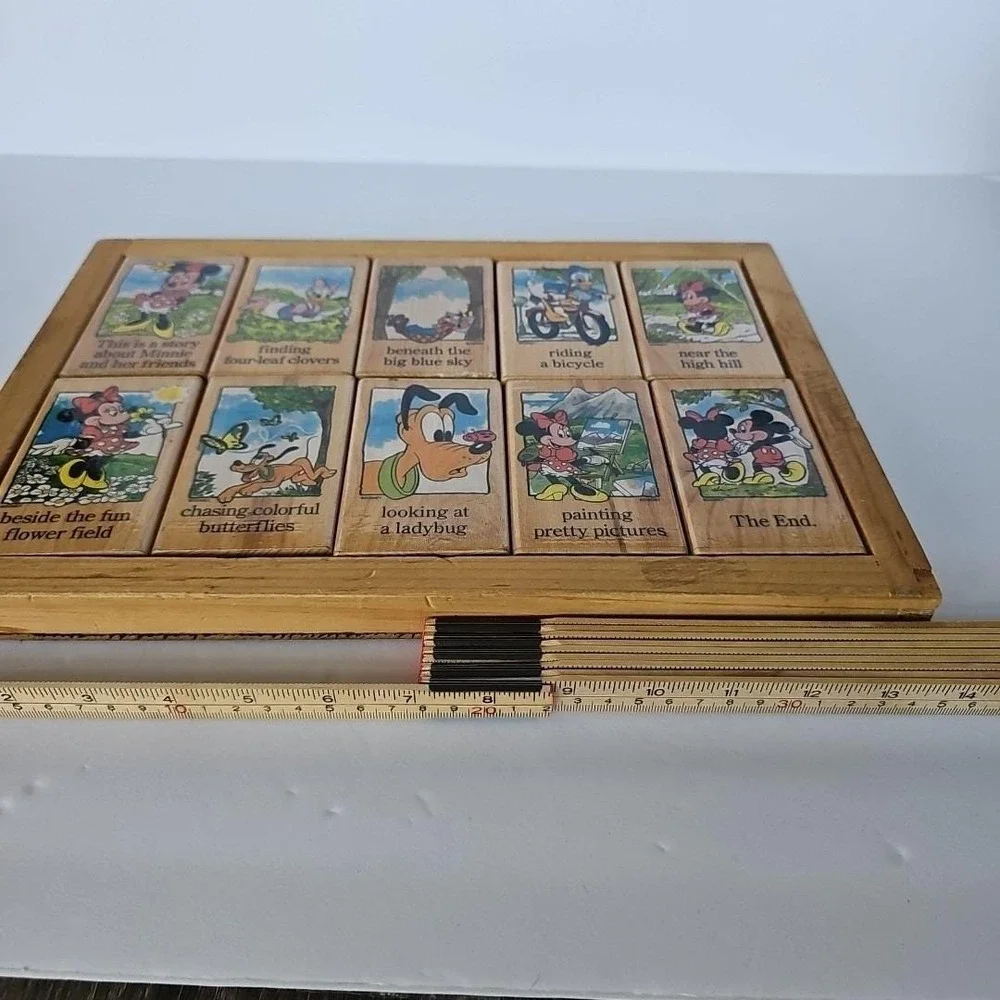 Vtg Disney Mickey Minnie Mouse & Friends Changing Storyline Blocks Puzzle 1752